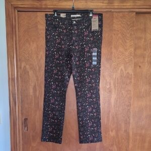 Levi's 314 Black Jeans with Pink and Green Floral Print, size 32×30